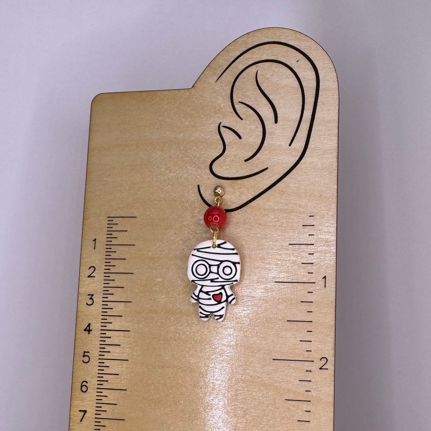 Mummy Heart Post Dangle Earrings