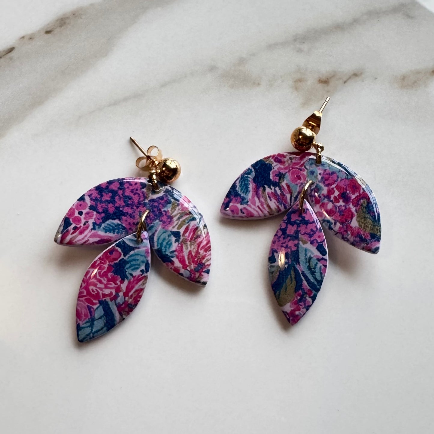 Garden Party Floral Tiered Leaf Post Earrings