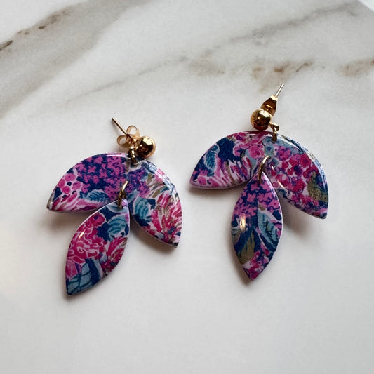 Garden Party Floral Tiered Leaf Post Earrings