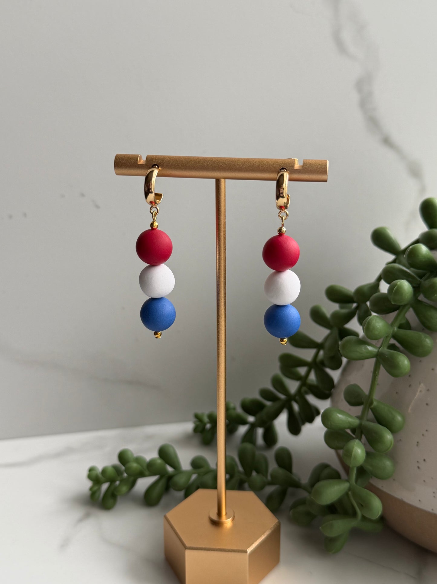 Red, White & Beads Earrings