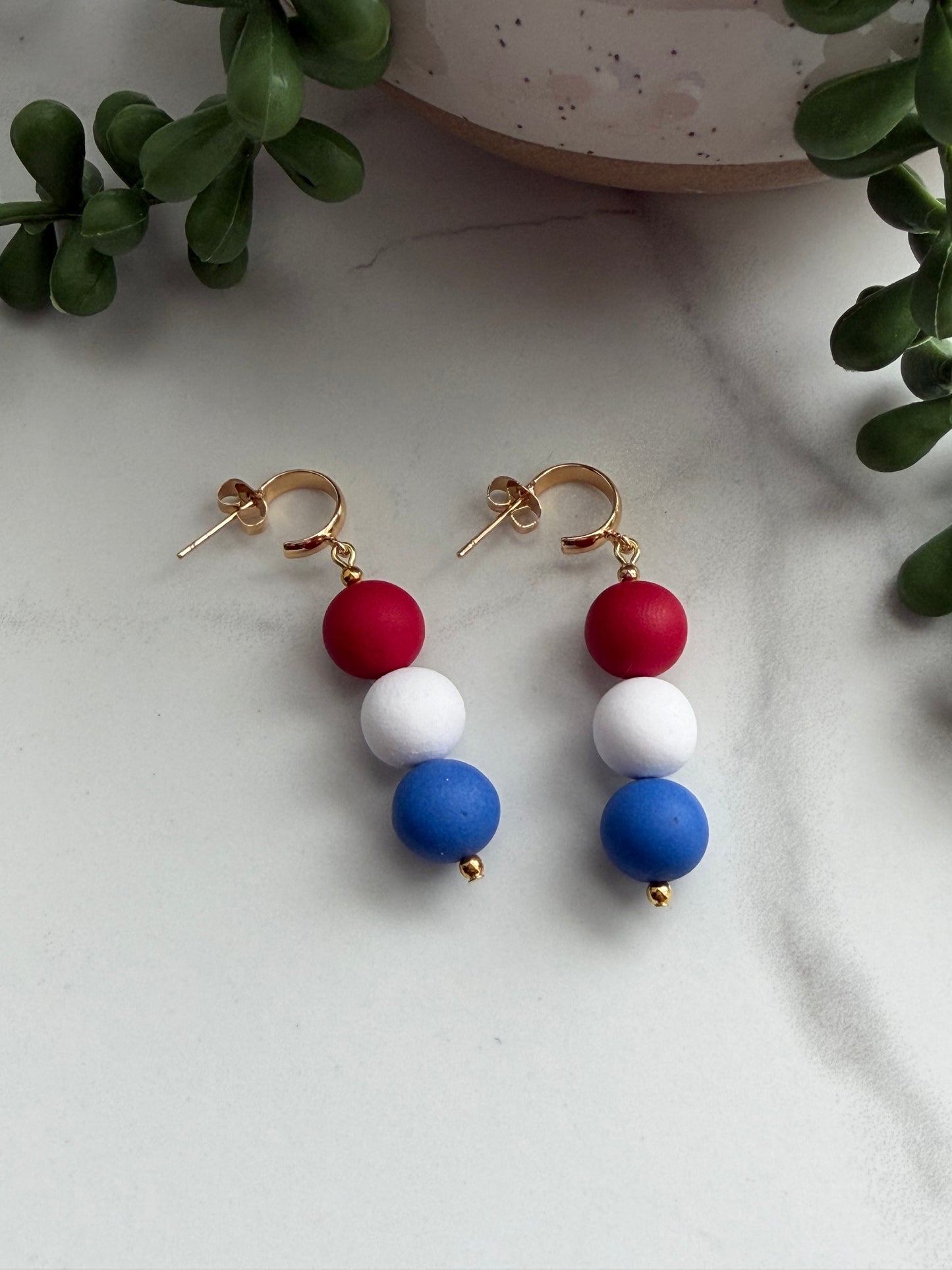 Red, White & Beads Earrings