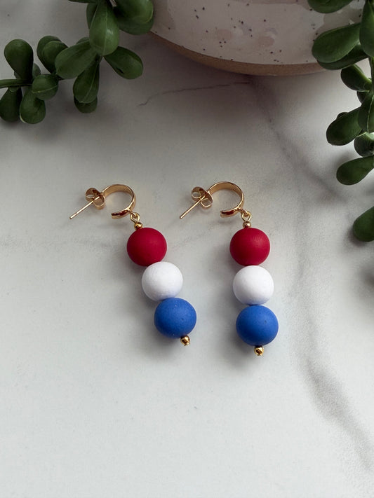 Red, White & Beads Earrings