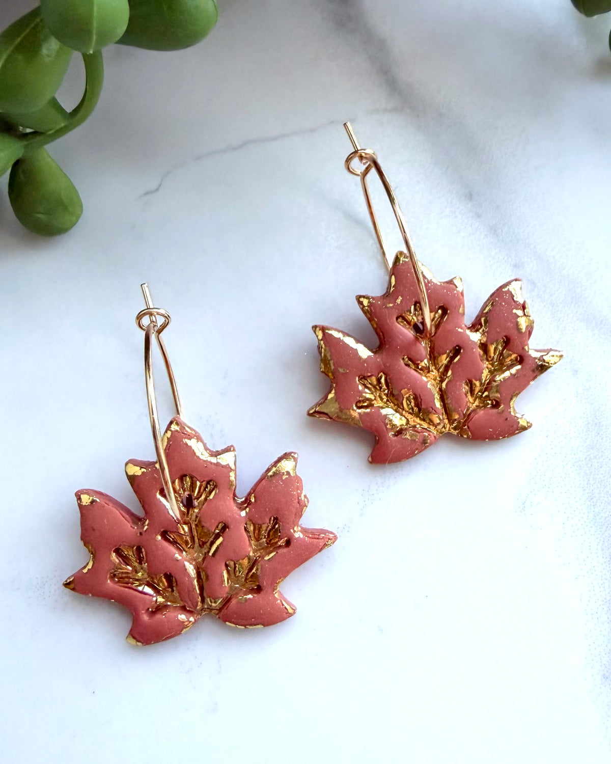 Autumn Maple Leaf Hoop Earrings