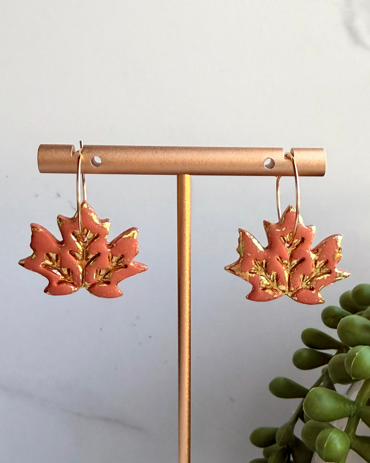 Autumn Maple Leaf Hoop Earrings