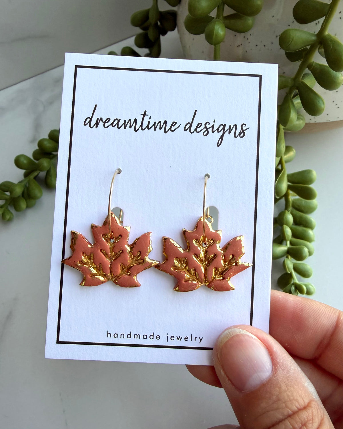 Autumn Maple Leaf Hoop Earrings