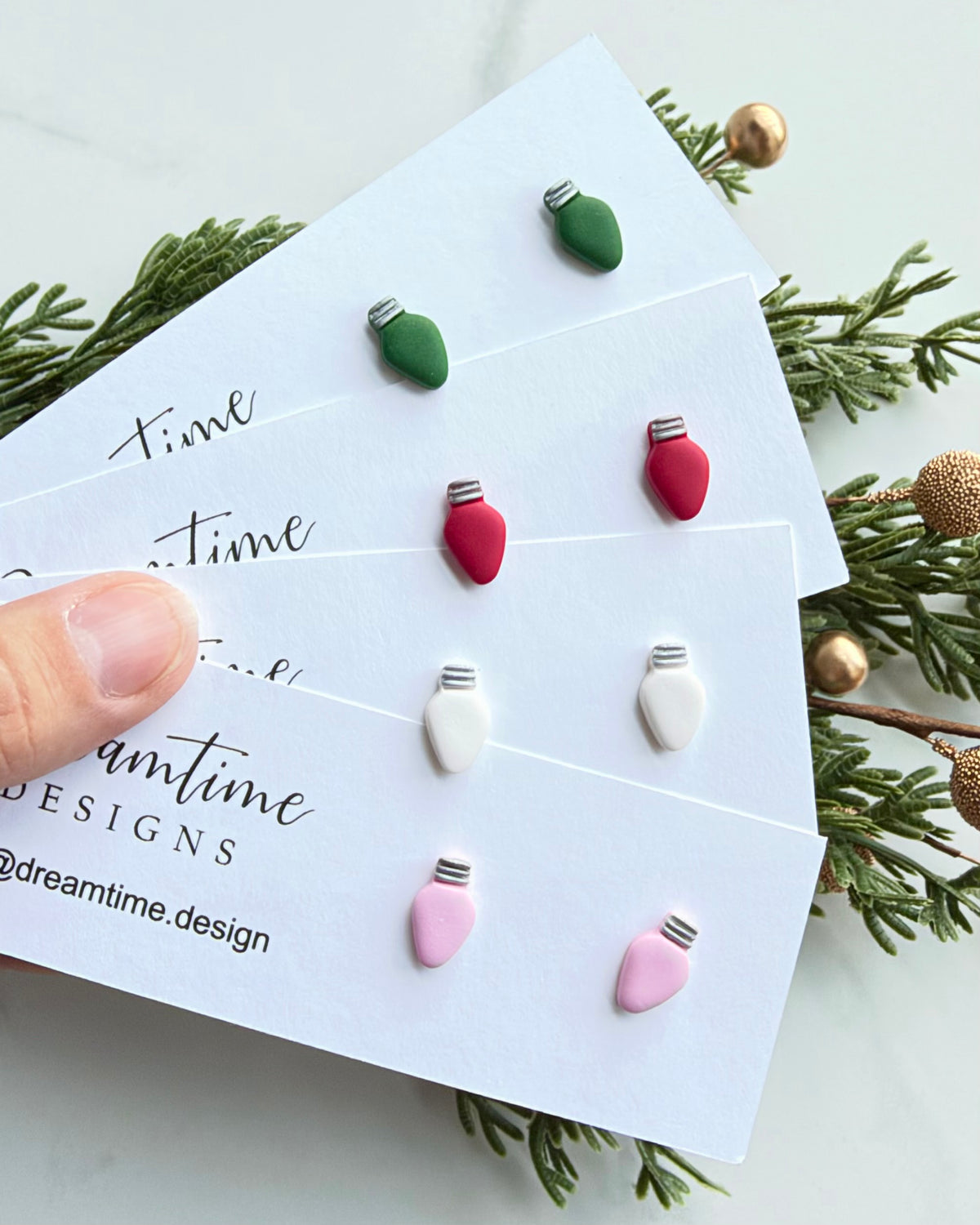 Mini Christmas Bulb Stud Earrings (green)