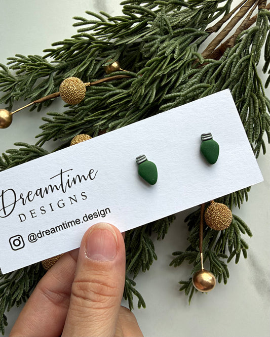 Mini Christmas Bulb Stud Earrings (green)