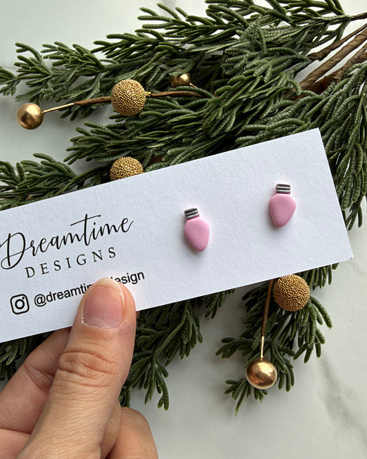 Mini Christmas Bulb Stud Earrings (pink)