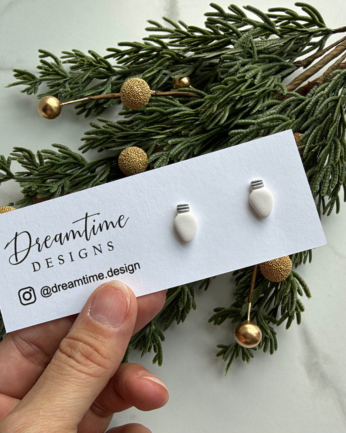 Mini Christmas Bulb Stud Earrings (white)