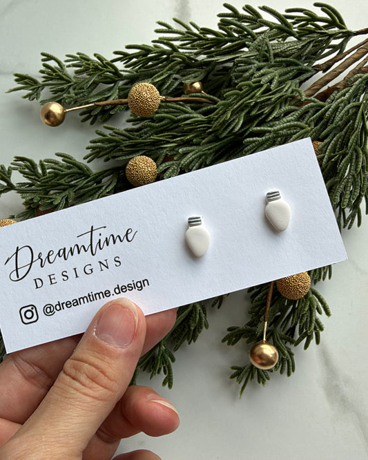 Mini Christmas Bulb Stud Earrings (white)